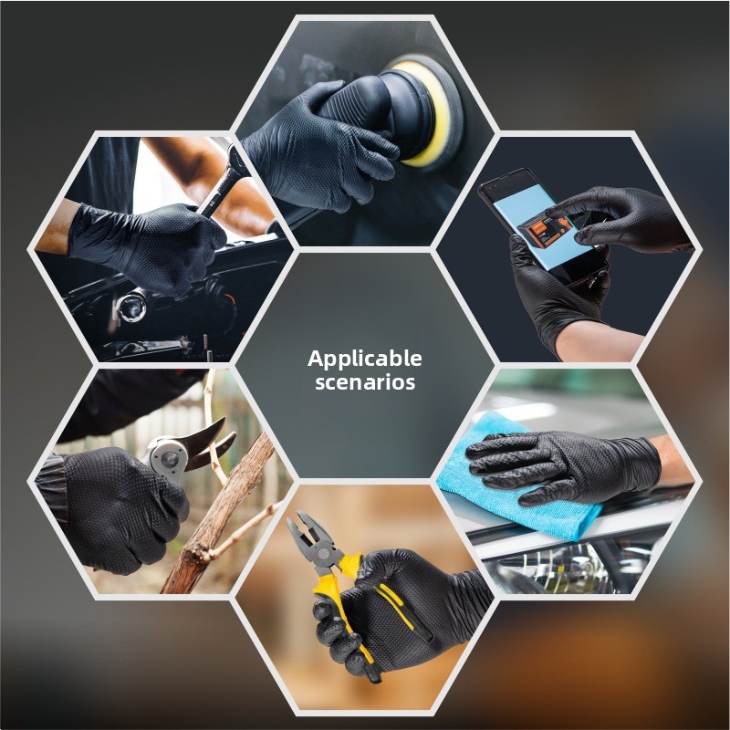 Heavy Duty Diamond Pattern Nit - Nitrile Mechanic Glove ulasan dan harga